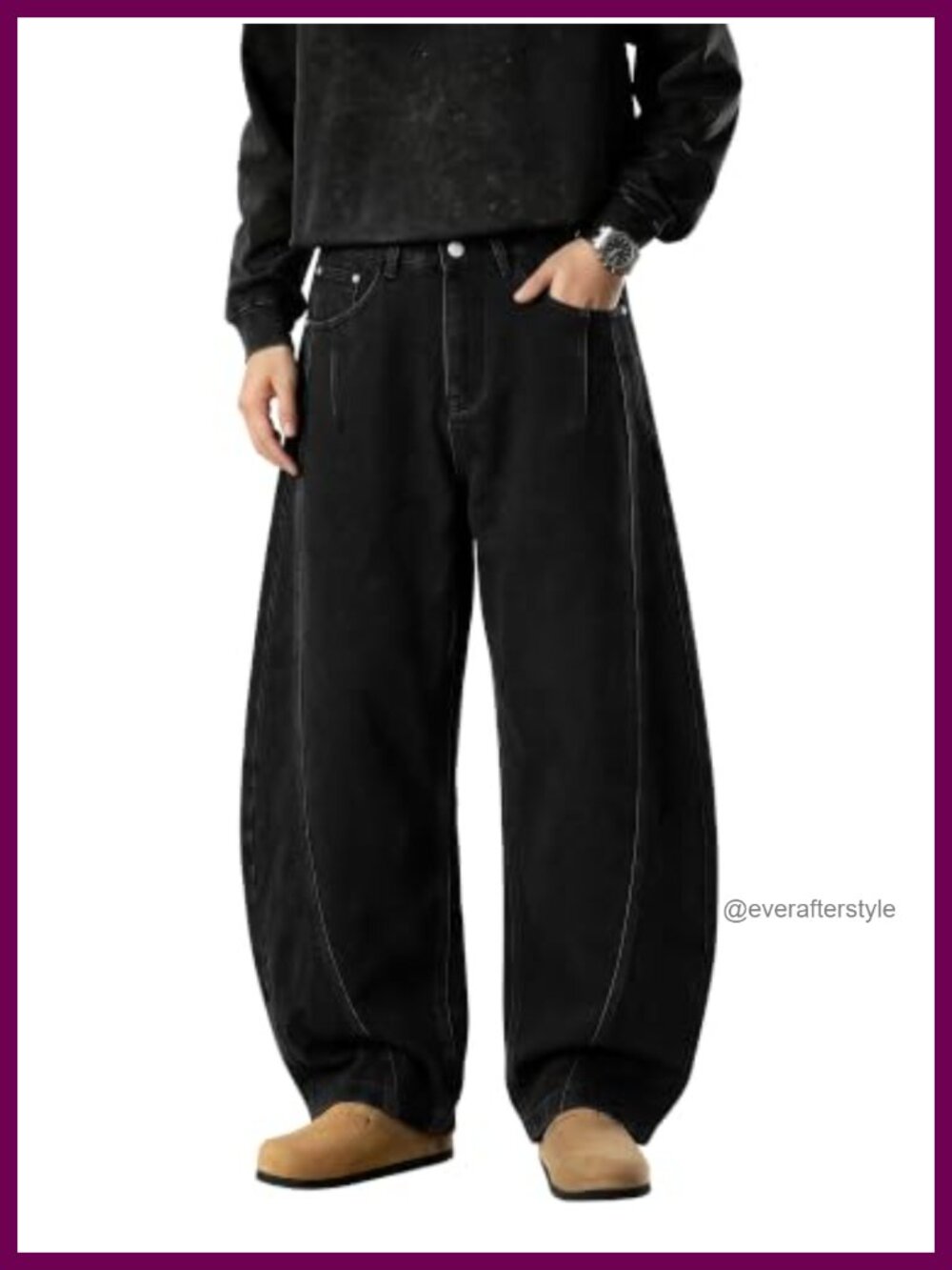 Mens Baggy Barrel Jeans Wide Leg Loose Fit Y2K Streetwear Denim Pants